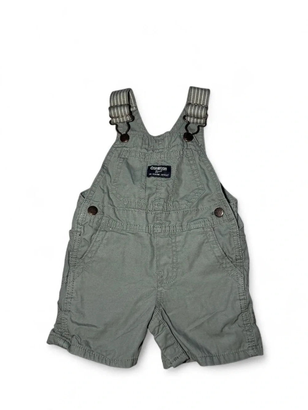 OshKosh B'gosh cotton green overall shorts with snaps 12 months🔹